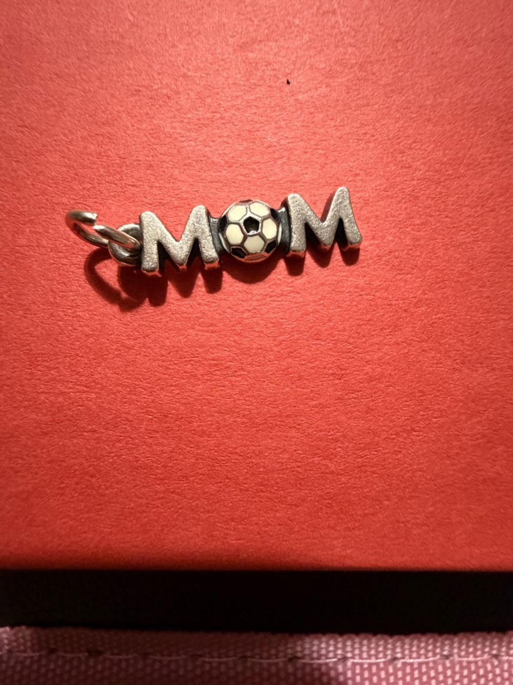 James Avery Silver 'MOM' Soccer Charm with Black and White Ball